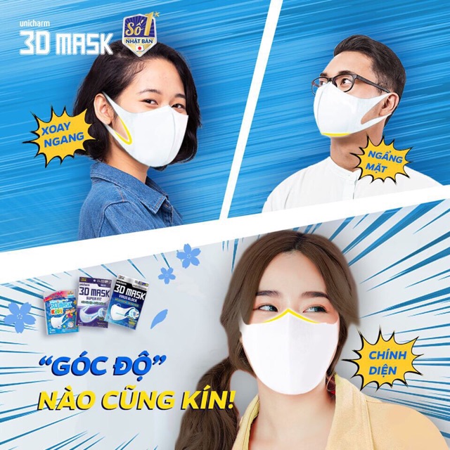 [Hàng sẵn, HCM] COMBO 30 cái khẩu trang 3D MASK VIRUS BLOCK 100% Nhật Bản (6 gói)