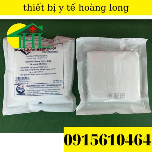 com bo 10 gói gạc phẫu thuật tiệt trùng AN LÀNH 10 x10 x6 lớp