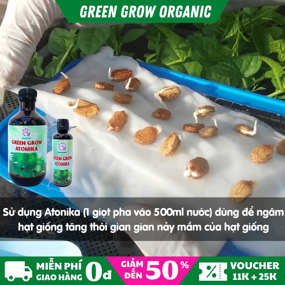 Phân bón lá Atonika Green Grow Organic - Thuốc kích rễ Atonik kích thích sinh trưởng kích hạt giống rau nảy mầm MS119