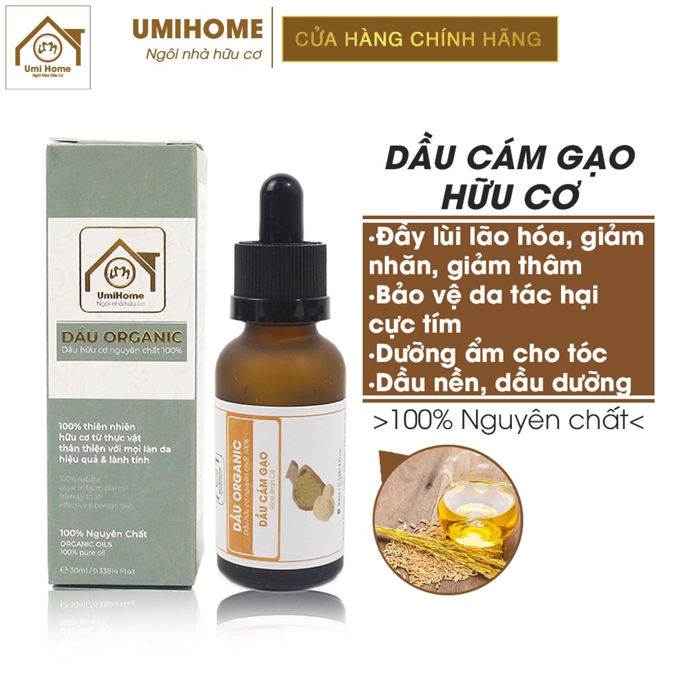 Dầu Cám Gạo dưỡng da hữu cơ UMIHOME nguyên chất | Rice bran oil 100% Organic 10ML