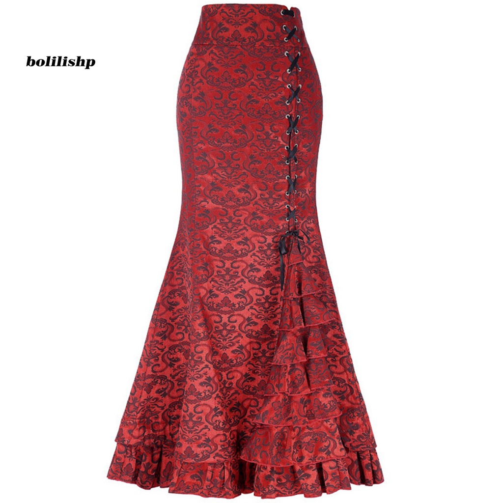 Chân Váy Đuôi Cá Vải Jacquard Phong Cách Punk Vintage Dự Tiệc