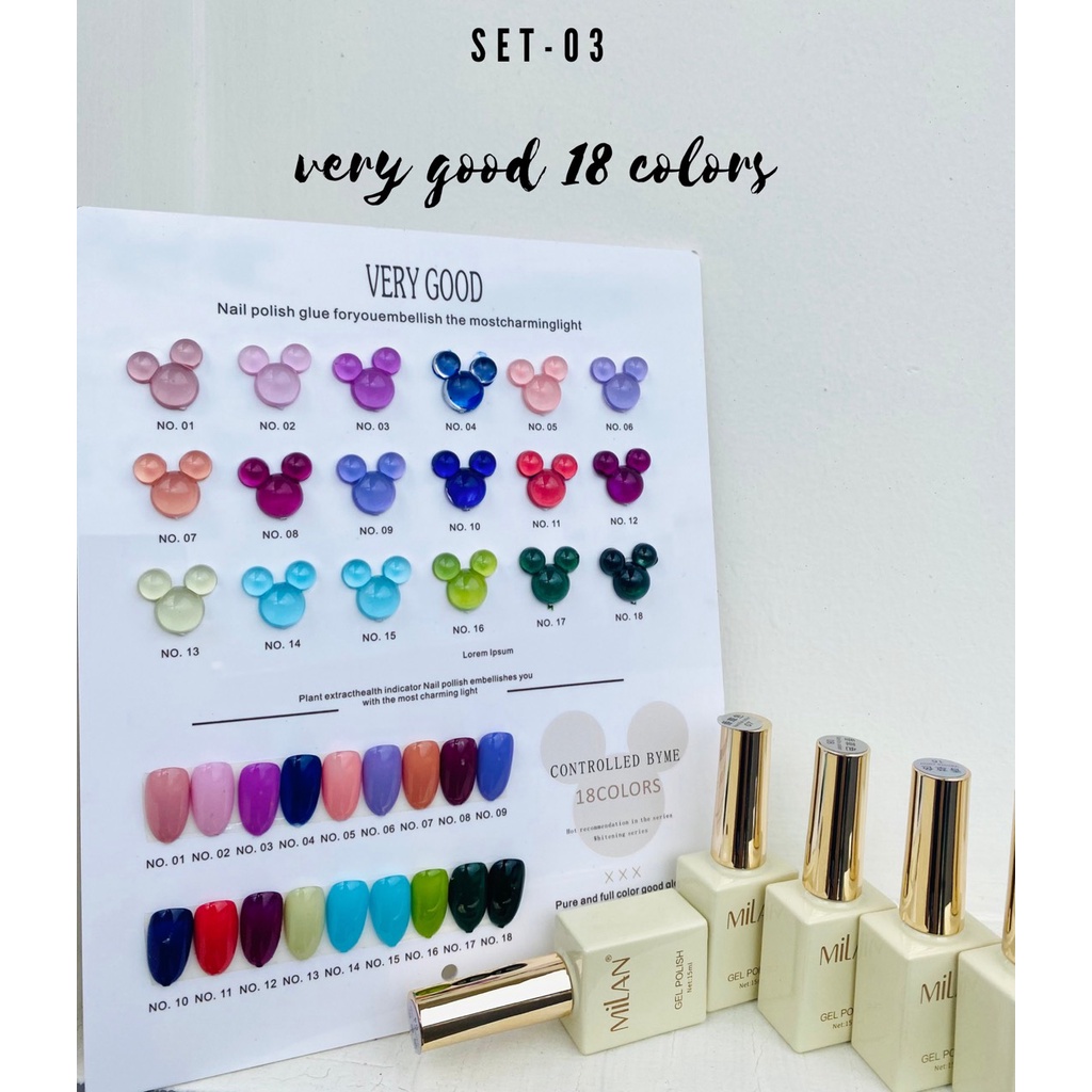 SET SƠN MILAN 18 MÀU KÈM BẢNG MÀU