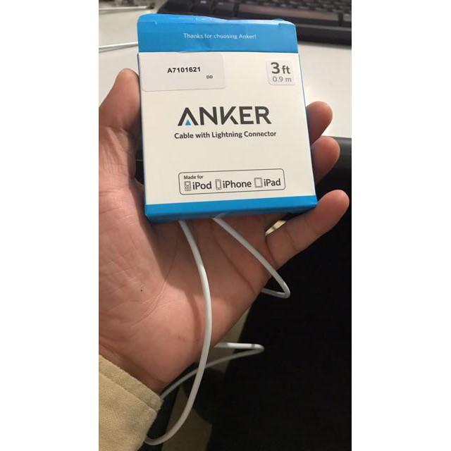 Dây Sạc ANKER A7101621 Được Chứng Nhận MFi Cho Iphone5 / 6s / 7P / SE / Ipad Air Mini Trắng