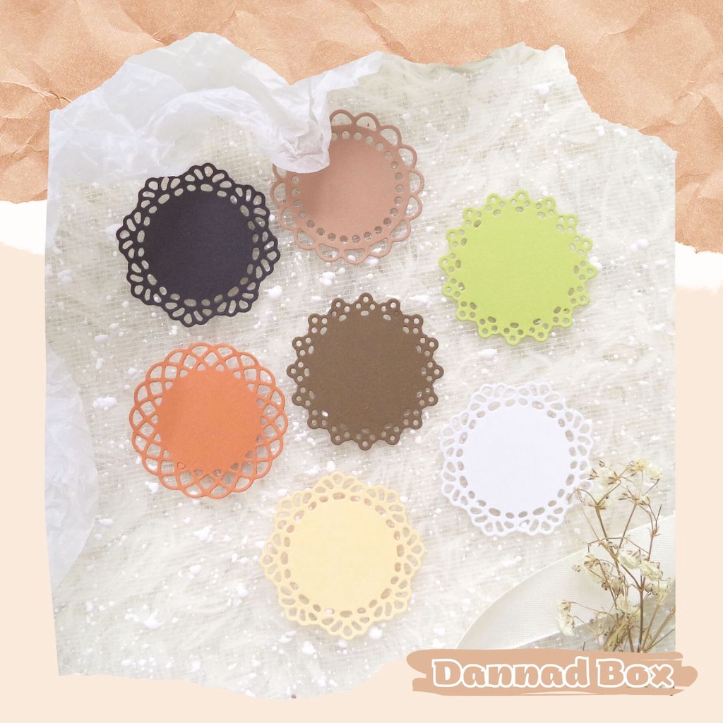 Set 16 Diecut Paper Cutting Doily Tròn Trang Trí Journal Scrapbook DIY