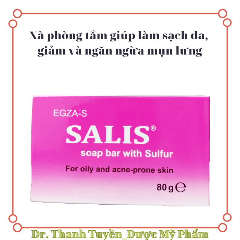 EGZA-S SALIS Soap bar 80g Xà phòng tắm giảm dầu, giảm mụn, dày sừng nang lông 80g