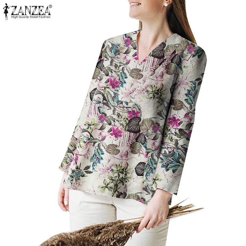 Zanzea Áo Nữ Tay Dài Cổ Chữ V Thời Trang Quyến Rũ