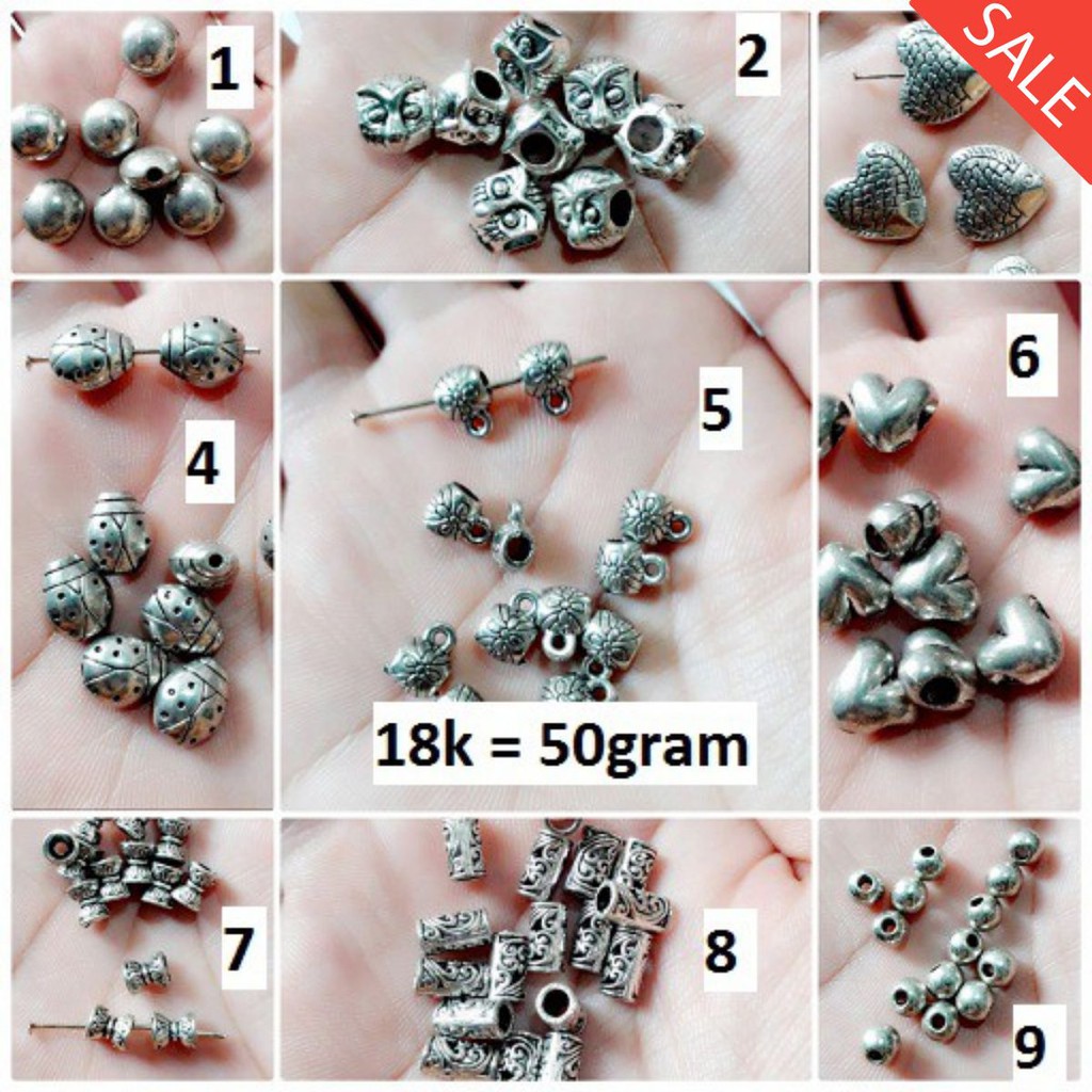 nguyên phụ liệu Phụ kiện charm xỏ - charm lùa 50g = 18k [ Charm giá sỉ ]
