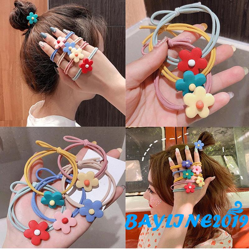 Dây buộc tóc cao su đính hoa dễ thương cho nữ