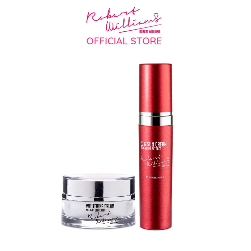 Bộ đôi dưỡng trắng chống nắng hiệu quả ROBERT WILLIAMS Kem Ngọc trai đen 20g và Kem trang điểm CC cream 30g (SPF50+)