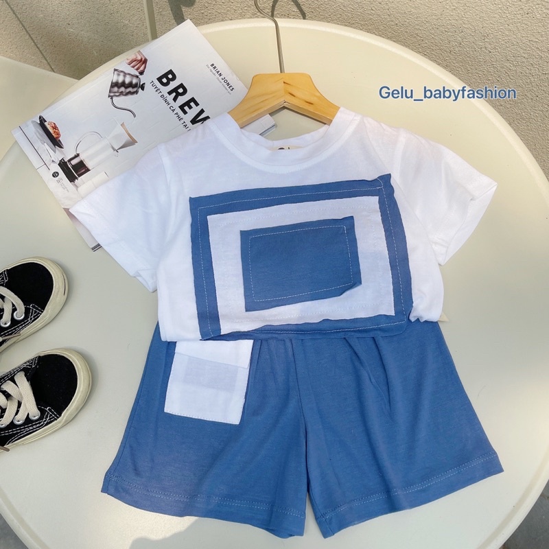 Bộ short cotton ô vuông xuất hàn bé trai-MS85