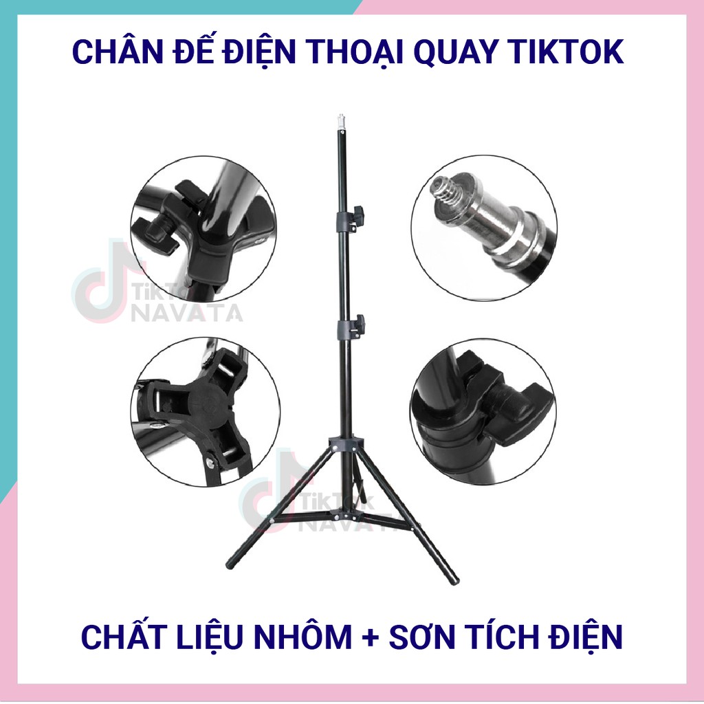 Chân đế điện thoại Tripod quay TikTok, chân đèn livestream giá đỡ Cao 2m1 loại chắc chắn chịu lực tốt | BigBuy360 - bigbuy360.vn