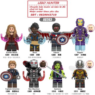 Lego Marvel Minifigures Nhân vật Captain America Falcon Scarlet Witch Shuri Pepper Warmachine Gamora Wasp X 0263