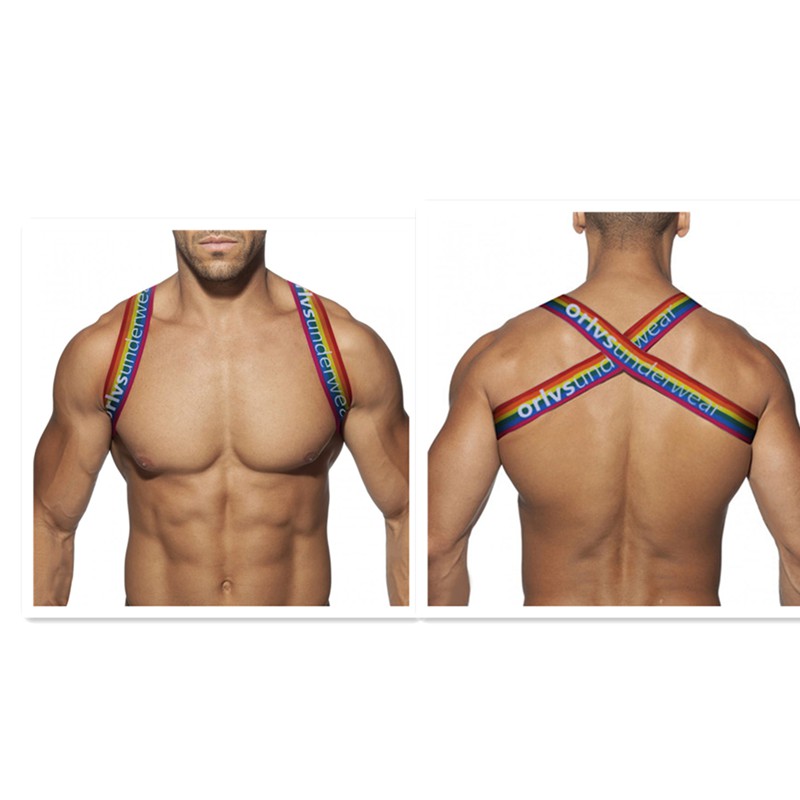 Dây đai đeo vai điều chỉnh tư thế ORLVS OR6607 bằng nylon co giãn màu cầu vồng cho nam