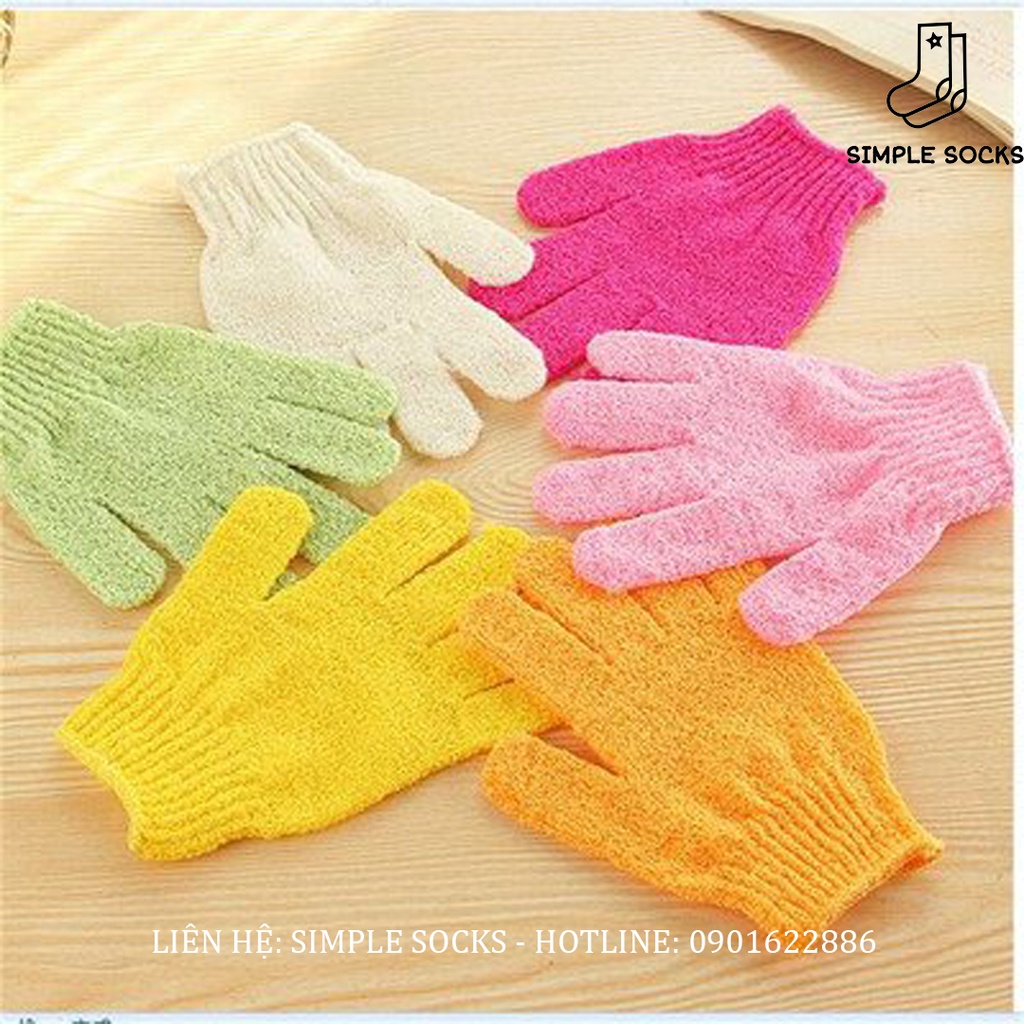 Set 10 Găng Tay Tắm Massage Thư Giãn Tẩy Tế Bào Chết Chống Lão Hóa SIMPLE SOCKS Bao Tay Tắm Spa Sợi Polyester An Toàn