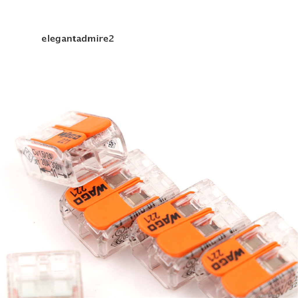 [gele] Hot 5Pcs Sale Wago 221-412 LEVER-NUTS 2 Conductor Compact Connector 10 PK Copper Wire Junction [ele]