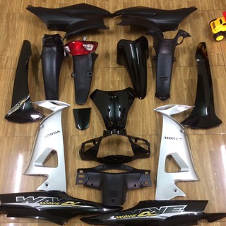 [TẶNG KÈM TEM ]  Full Bộ dàn áo xe Wave 100 MÀU ĐEN ,WAVE alpha ,Wave RS +Tặng kèm tem 3 lớp[ D117-ĐEN]