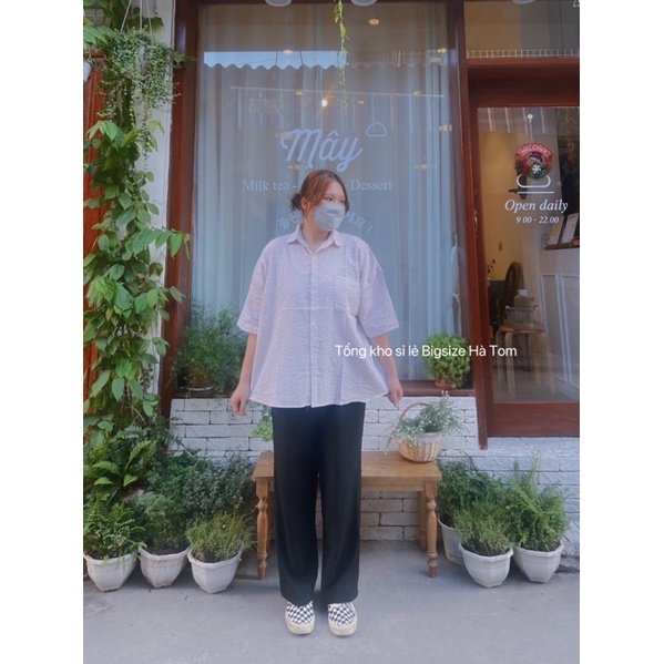 Áo sơ mi ngắn tay xốp bigsize form rộng thoải mái freesize v1 125