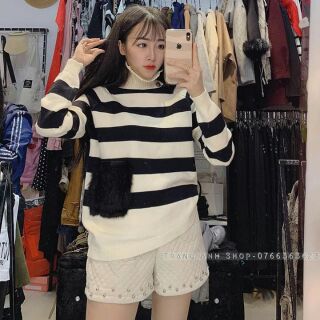 🌟 áo len kẻ lông túi ( Ảnh thật )
