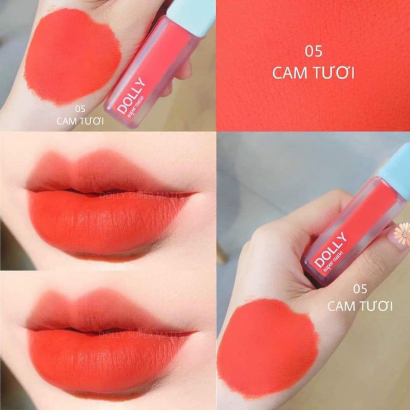 NEW 2021 [Cam Tươi 05] Son Kem Lì Dolly Super Matte Không Chì Màu Cam Tươi | BigBuy360 - bigbuy360.vn