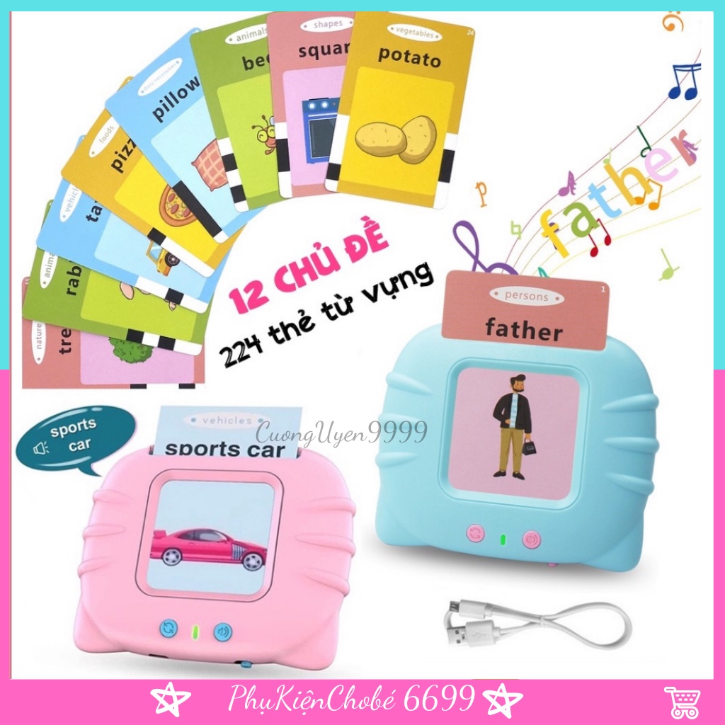 Đồ chơi Máy Đọc Thẻ Flashcard Tiếng Anh Dành Cho Trẻ Em Gồm 224 Từ Vựng Không Có Sóng Điện Từ Kids