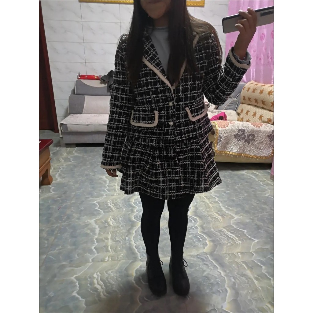 ORDER♥️Set Dạ Kẻ Cổ Vest Chân Xoè(ảnh thật)Size S-&gt;XL