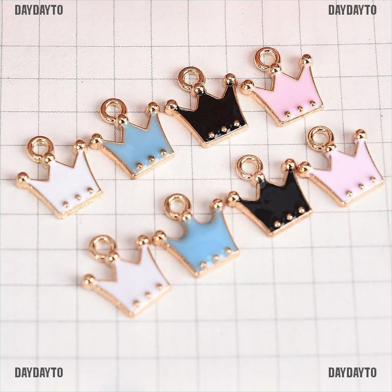 Bộ 10 Mặt Dây Chuyền Hình Vương Miện Tráng Men DIY