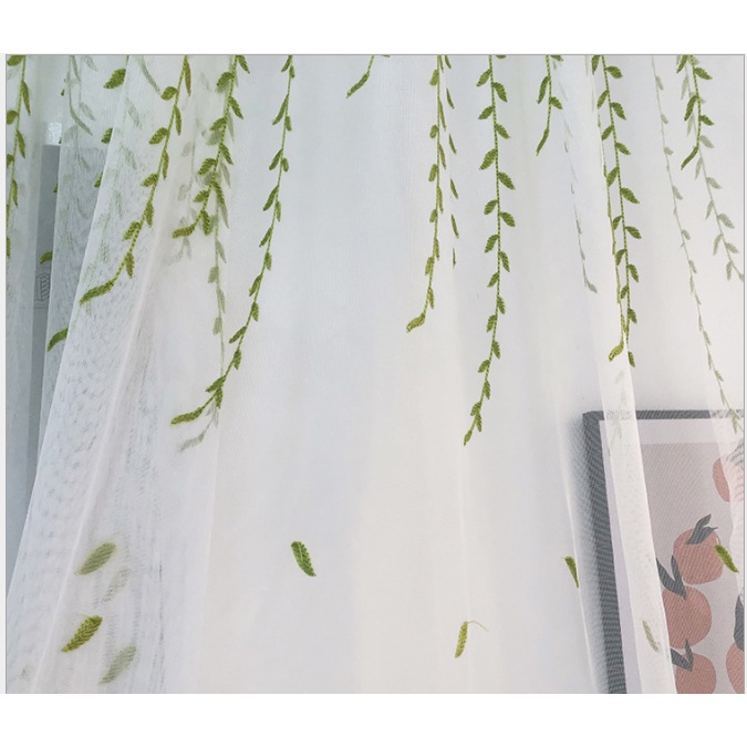 RÈM cửa sổ, rèm cửa chính rèm voan trang trí HỌA TIẾT DÂY LIỄU SANG TRỌNG - rèm dán