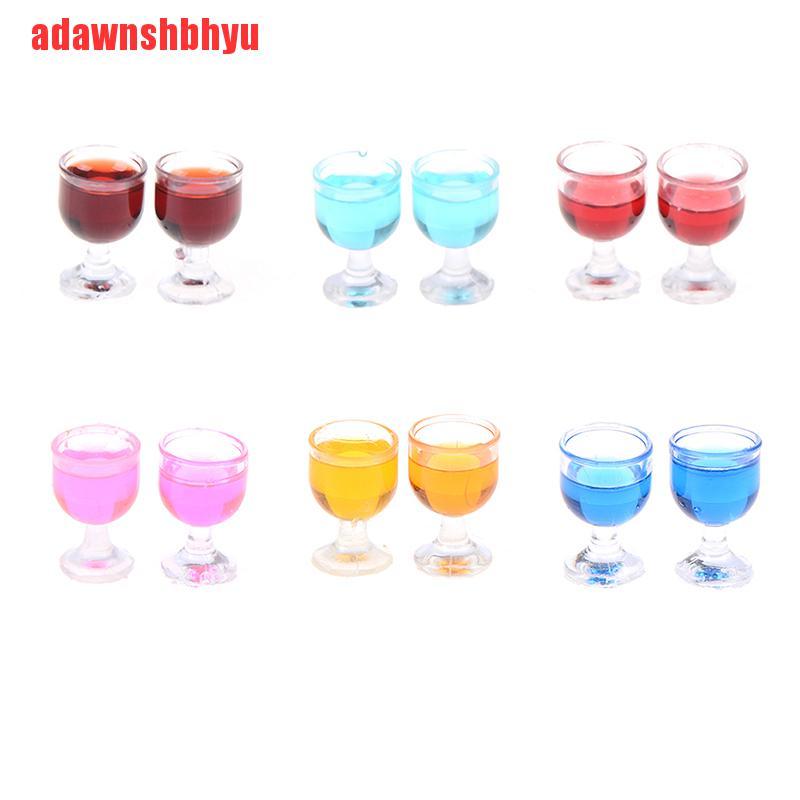 [adawnshbhyu]2PCS Dollhouse miniature red wine glasses cup goblet bar party drink 1:12