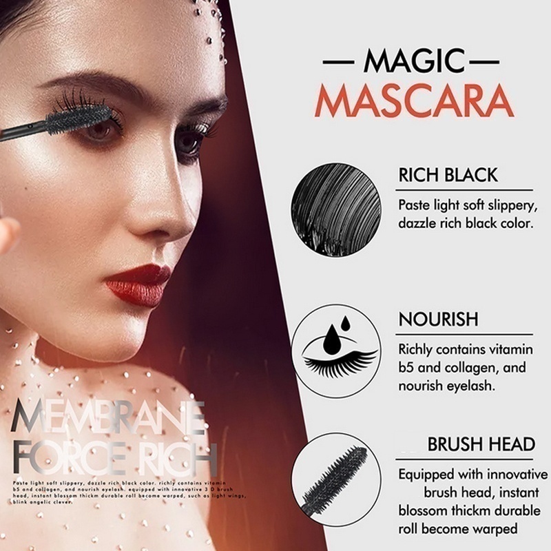Mascara sợi tơ tằm đen không thấm nước Mỹ phẩm Làm dài mi tự nhiên Dưỡng mi Nuôi dưỡng lông mi Mở rộng Mascara Trang điểm