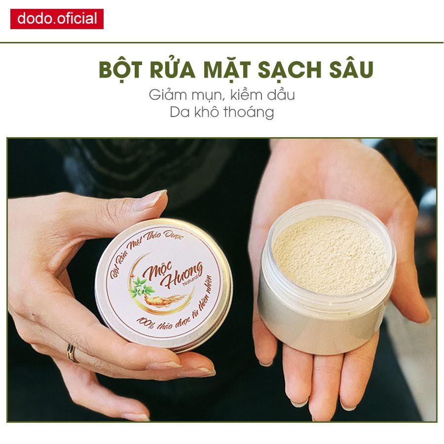 Bột Rửa Mặt sạch sâu Giảm Mụn Ẩn Mụn Đầu Đen Mộc Hương Natural - Handmade