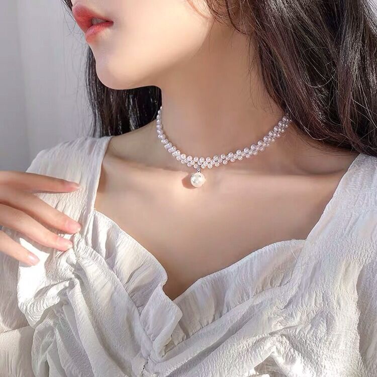 vòng cổ choker nữ chuỗi ngọc nhân tạo sang trọng dễ phối đồ