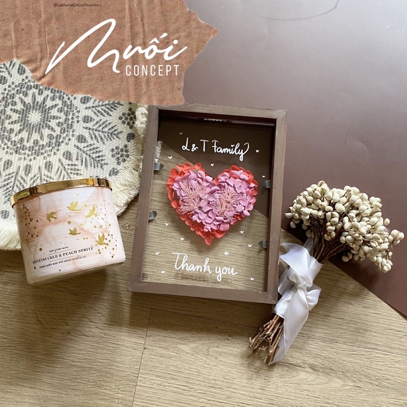 ᴍᴜốɪ ᴄᴏɴᴄᴇᴘᴛ | Tranh hoa khô - Mẫu chữ nhật Đính trái tim