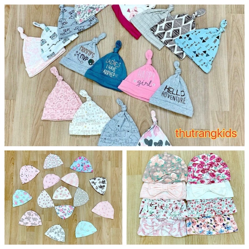 Mũ cho bé sơ sinh 💖𝑭𝑹𝑬𝑬𝑺𝑯𝑰𝑷💖 kiểu chóp,mũ tròn,turban chất liệu cotton
