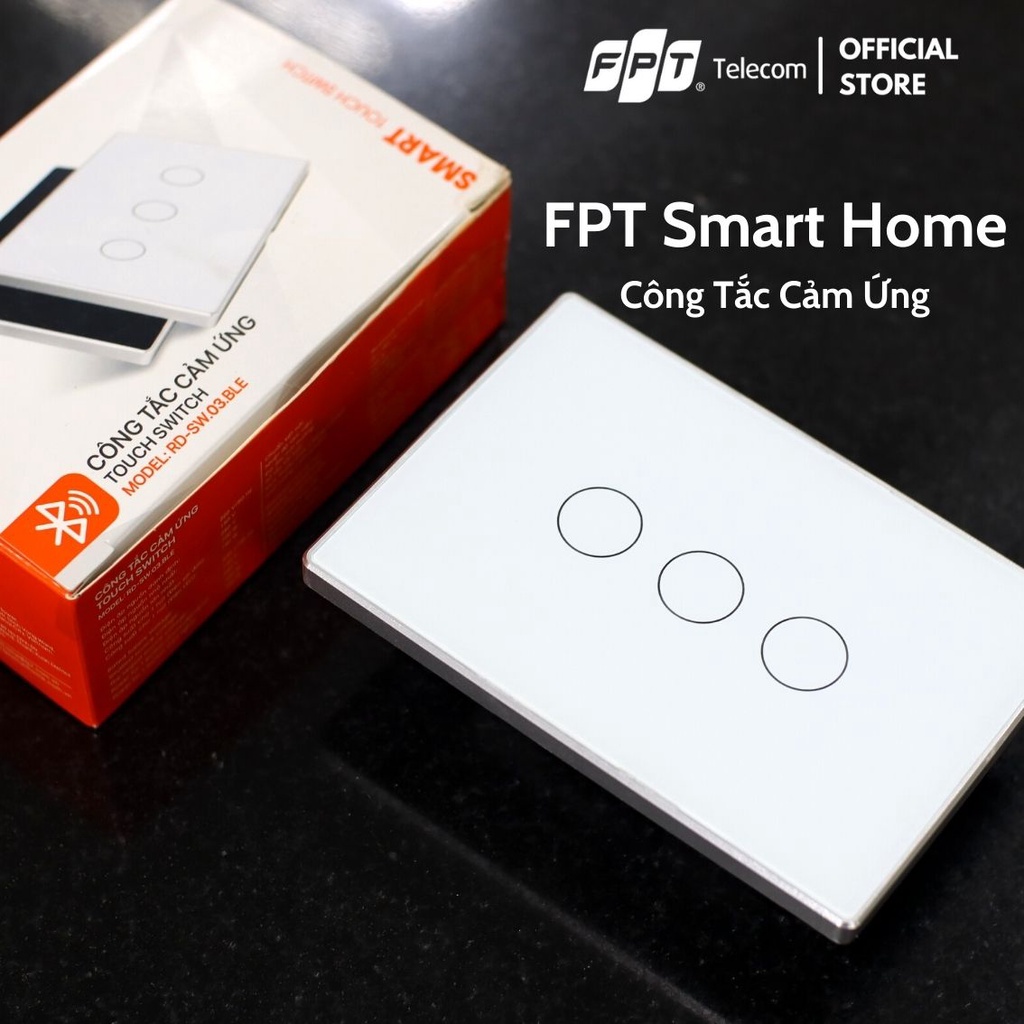 Công Tắc Cảm Ứng Thông Minh FPT Smart Home - Mặt Kính Cường Lực - Kết nối Bluetooth Mesh - 1 Đến 4 Nút - Đen/Trắng