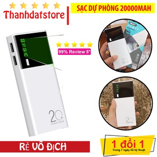 Sạc dự phòng 20000mAh Cổng sạc nhanh, Kiểu dáng nhỏ gọn, Tích hợp đèn LED ( Hàng FULLBOX - BẢO HÀNH 12 THÁNG )