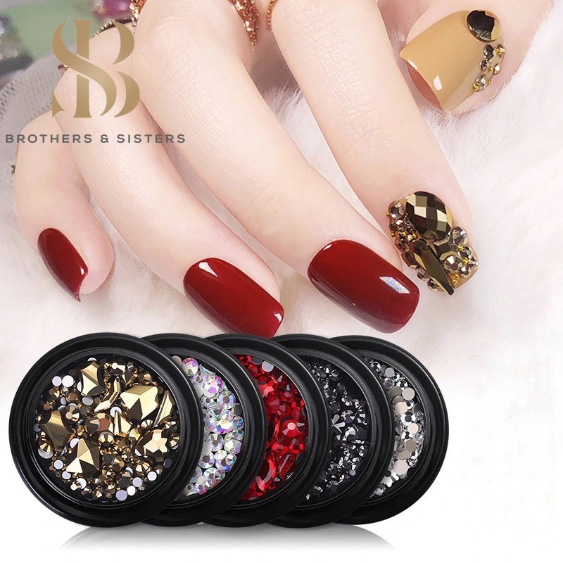 [Hàng mới về] Hộp đá 3D màu hỗn hợp lấp lánh sang trọng trang trí cho móng tay nghệ thuật SUAKE