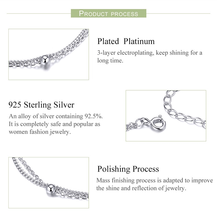 Vòng Đeo Tay Bamoer 2 Lớp bạc Thời Trang Cho Nữ