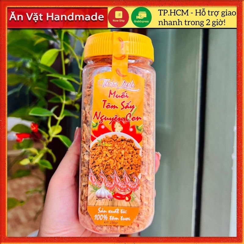Muối tôm sấy nguyên con hộp 230g, Đồ ăn vặt Sài Gòn