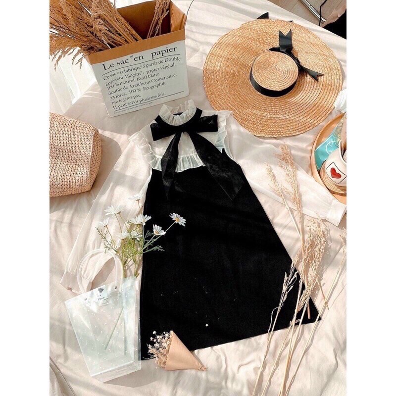 Váy thiết kế cổ nơ phối voan tơ-Phong cách hàn quốc siêu xinh. Váy dự tiệc (có sẵn) | BigBuy360 - bigbuy360.vn