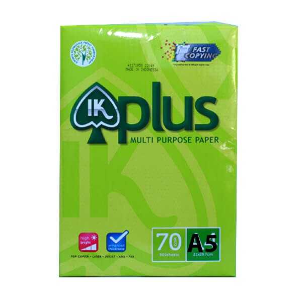 Giấy in  giấy photocopy A5 - Giấy in IK PLUS A5 DL70gsm 500 tờ/1 tập