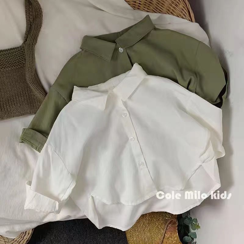 Áo Sơ Mi Cotton Lanh Dáng Rộng Phong Cách Phương Tây Thời Trang Xuân Thu Dành Cho Bé Trai Và Bé Gái