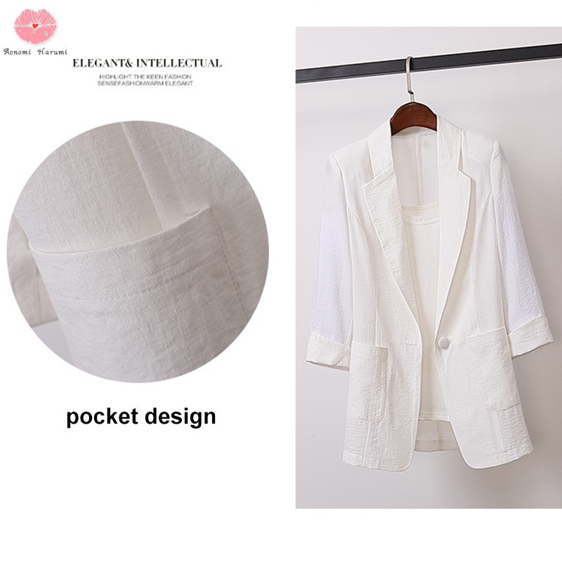 Cotton and Linen Long and Large Size Suit Jacket Loose Casual Fashion Suit Women'S Clothing