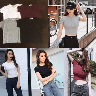 Áo Croptop Tay Ngắn Thun Lụa Thái Nhiều Màu