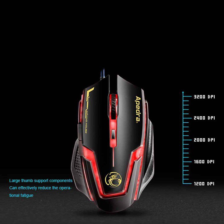 CHUỘT APEDRA A9 GAMING (DÂY DÙ – LED 7 MÀU)