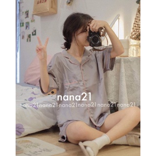 Set pijama lụa thêu tim