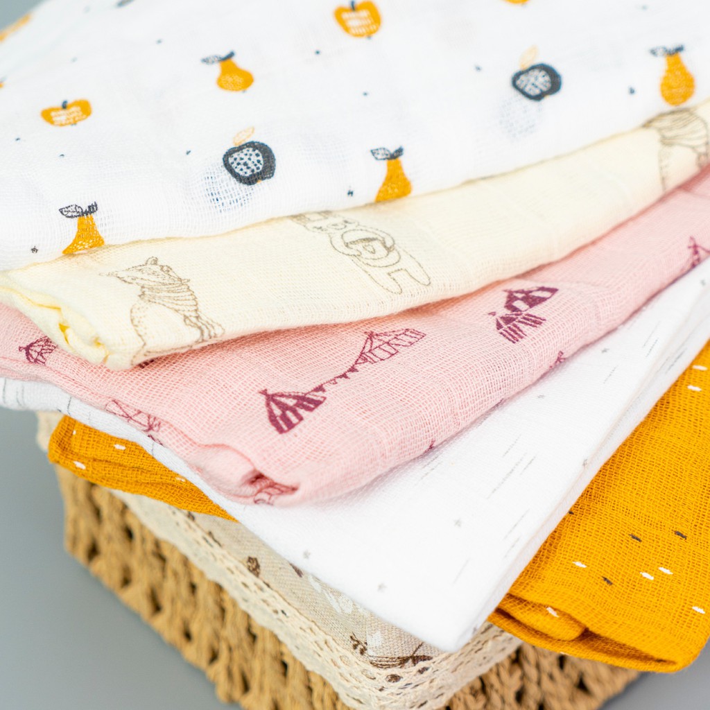 Set 5 Khăn Xô PiPi Cho Bé Hàng Xuất Đan Mạch (5 mầu ) Loại Có Hình, Hàng Chuẩn Xuất Khẩu 70*70