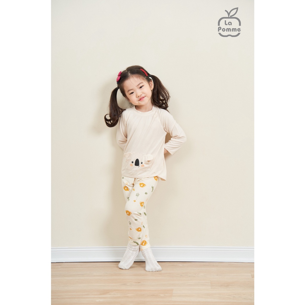 Bộ La Pomme dài tay Bamboo cao cấp mềm mịn thoáng mát thấm hút tốt gấu koala túi tinh nghịch cho bé trai bé gái 13051