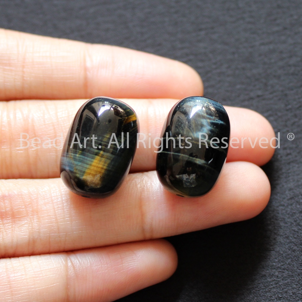 18x13MM Lu Thống Chatoyant Xanh Nâu, Hợp Mệnh Thuỷ, Mộc, Đá Phối Vòng Tay Phong Thuỷ, Chuỗi Hạt S50 - Bead Art