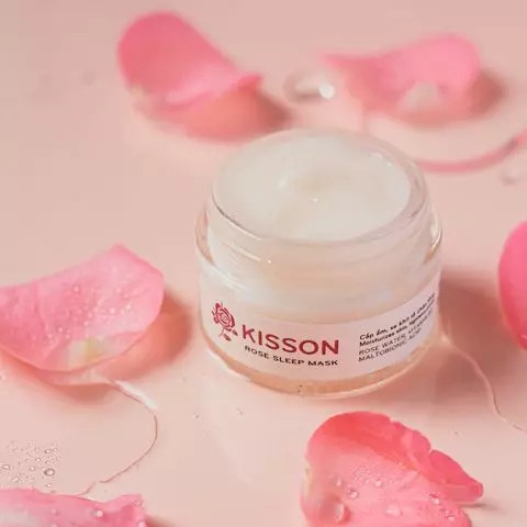 Bộ skincare cho da dầu mụn Kisson, chăm sóc dưỡng da hoa hồng, nước tẩy trang, srm, toner, serum, mặt nạ ngủ hoa hồng