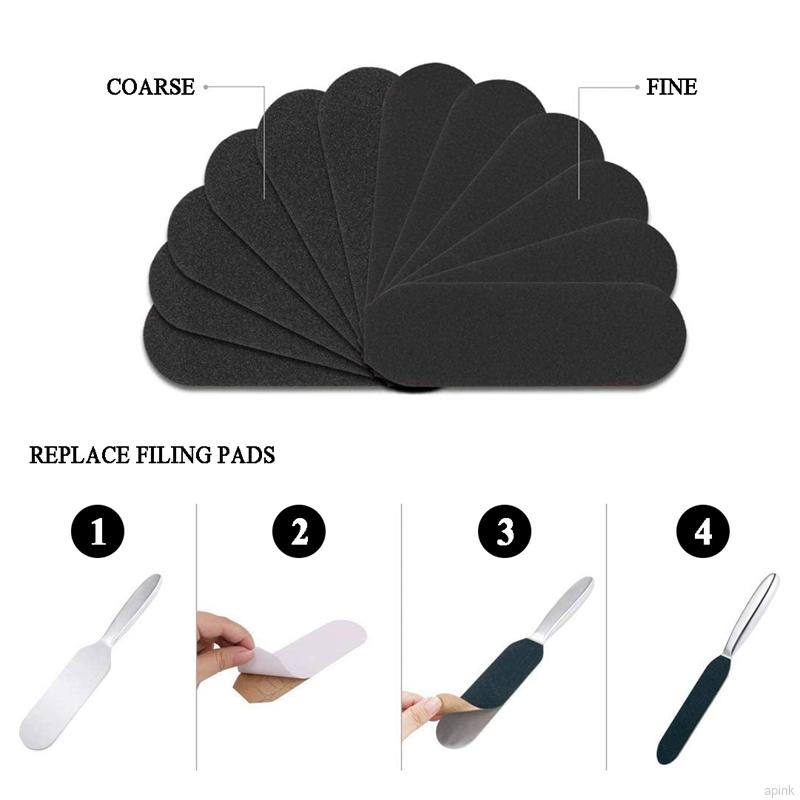 Set Dụng Cụ Chà Gót Chân Và 10 Miếng Giấy Nhám Thay Thế Giúp Loại Bỏ Tế Bào Da Chết / Vết Chai Tiện Dụng